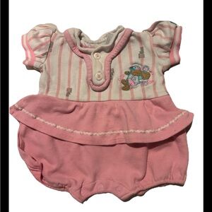 Wilson Baseball 100% Cotton Vintage Teddy Bear Baby Girls One Piece Bubble Vtg